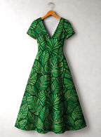 "Asili" Emerald Short Sleeve Maxi Dress
