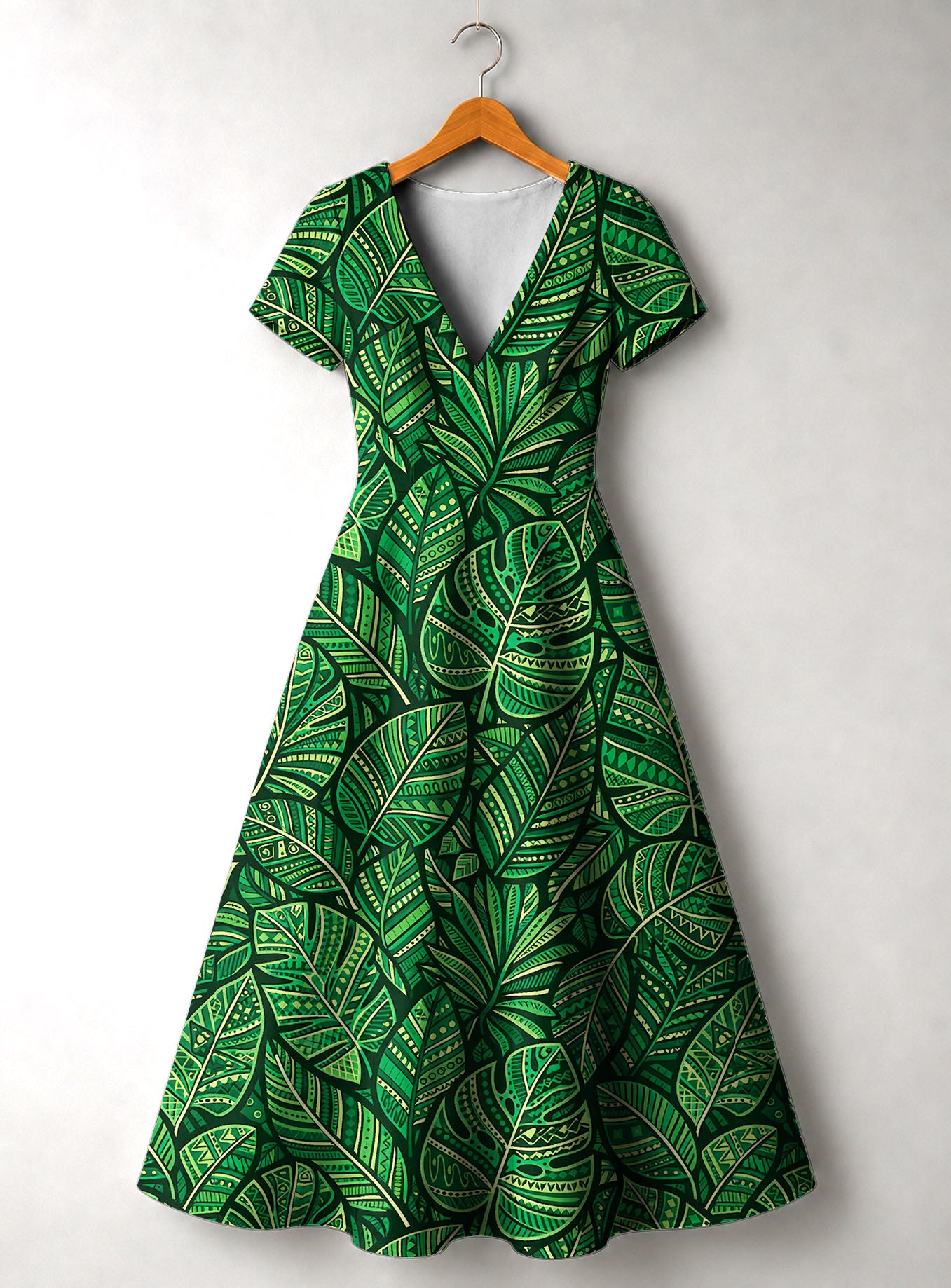 "Asili" Emerald Short Sleeve Maxi Dress