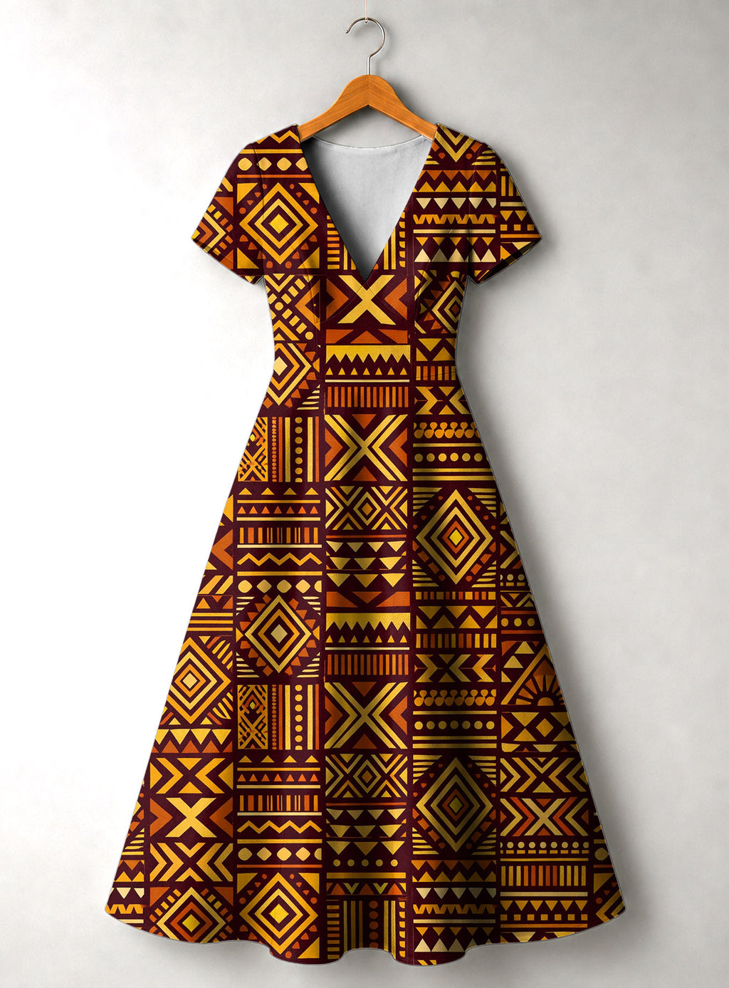 Mudcloth Short Sleeve Maxi Dress
