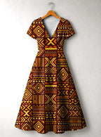 Mudcloth Short Sleeve Maxi Dress