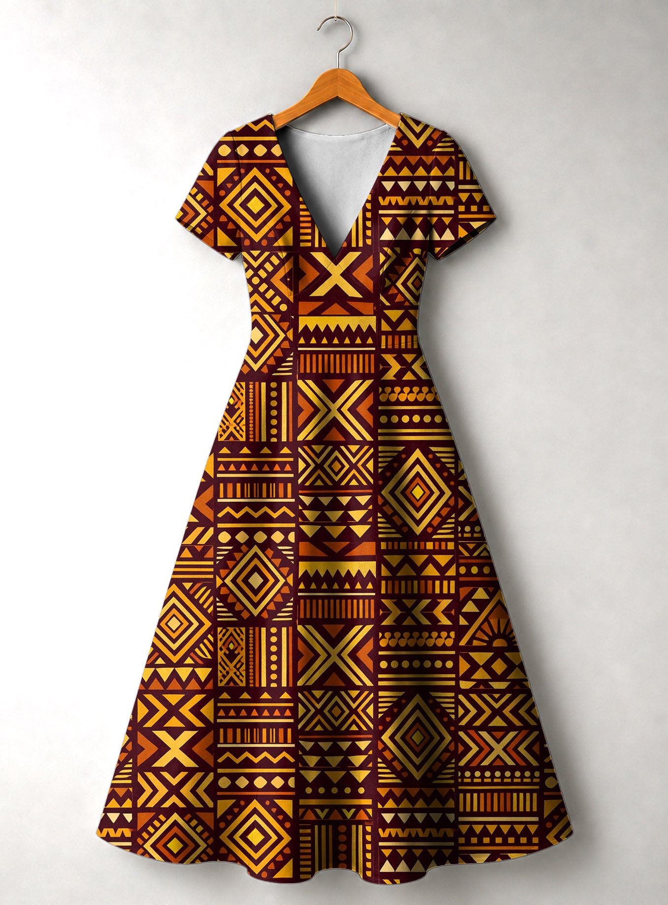 Mudcloth Short Sleeve Maxi Dress