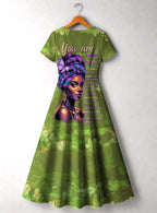 Green Orchid Short Sleeve Maxi Dress Promo