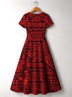 "Shaka" Burgundy Short Sleeve Maxi Dress