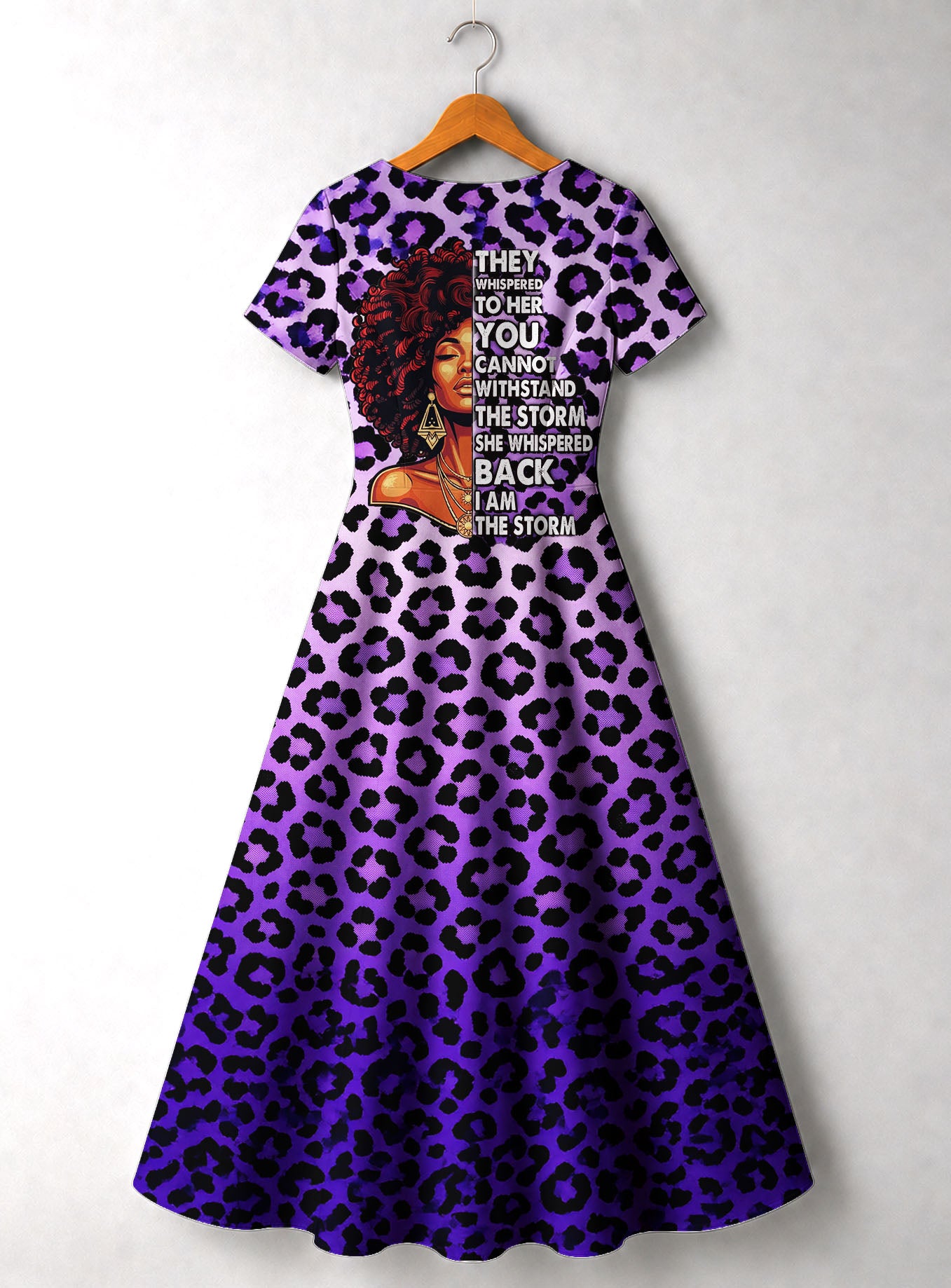 "Unstoppable" Amethyst Leopard Short Sleeve Maxi Dress