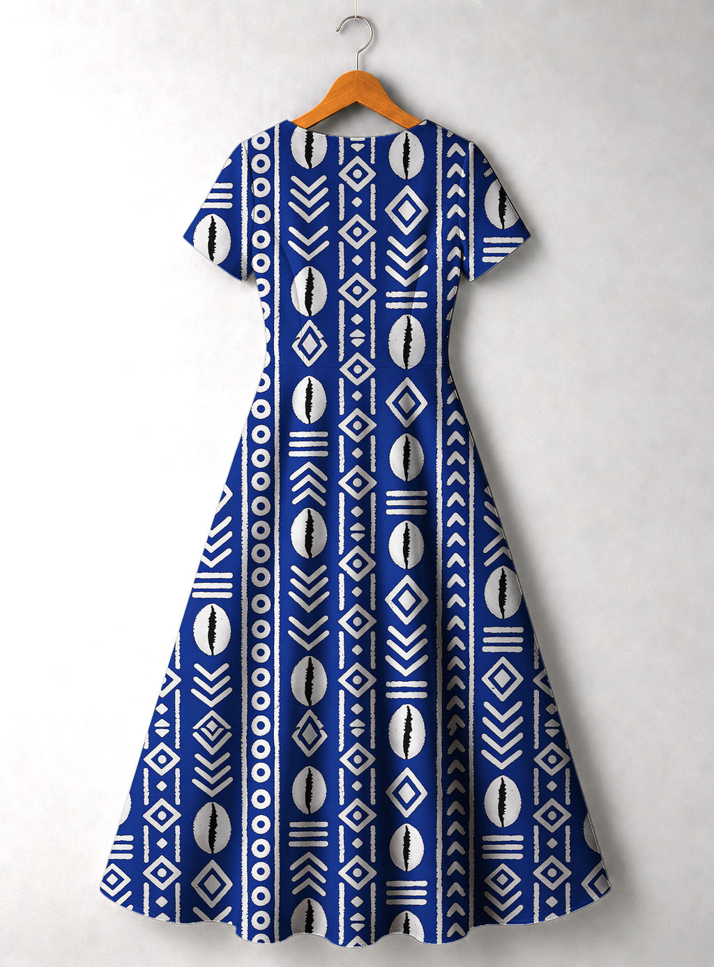 "Oshun" Royal Blue Short Sleeve Maxi Dress