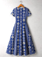 "Oshun" Royal Blue Short Sleeve Maxi Dress