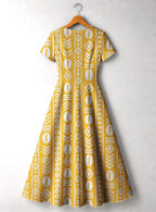 "Oshun Dhahabu" Short Sleeve Maxi Dress