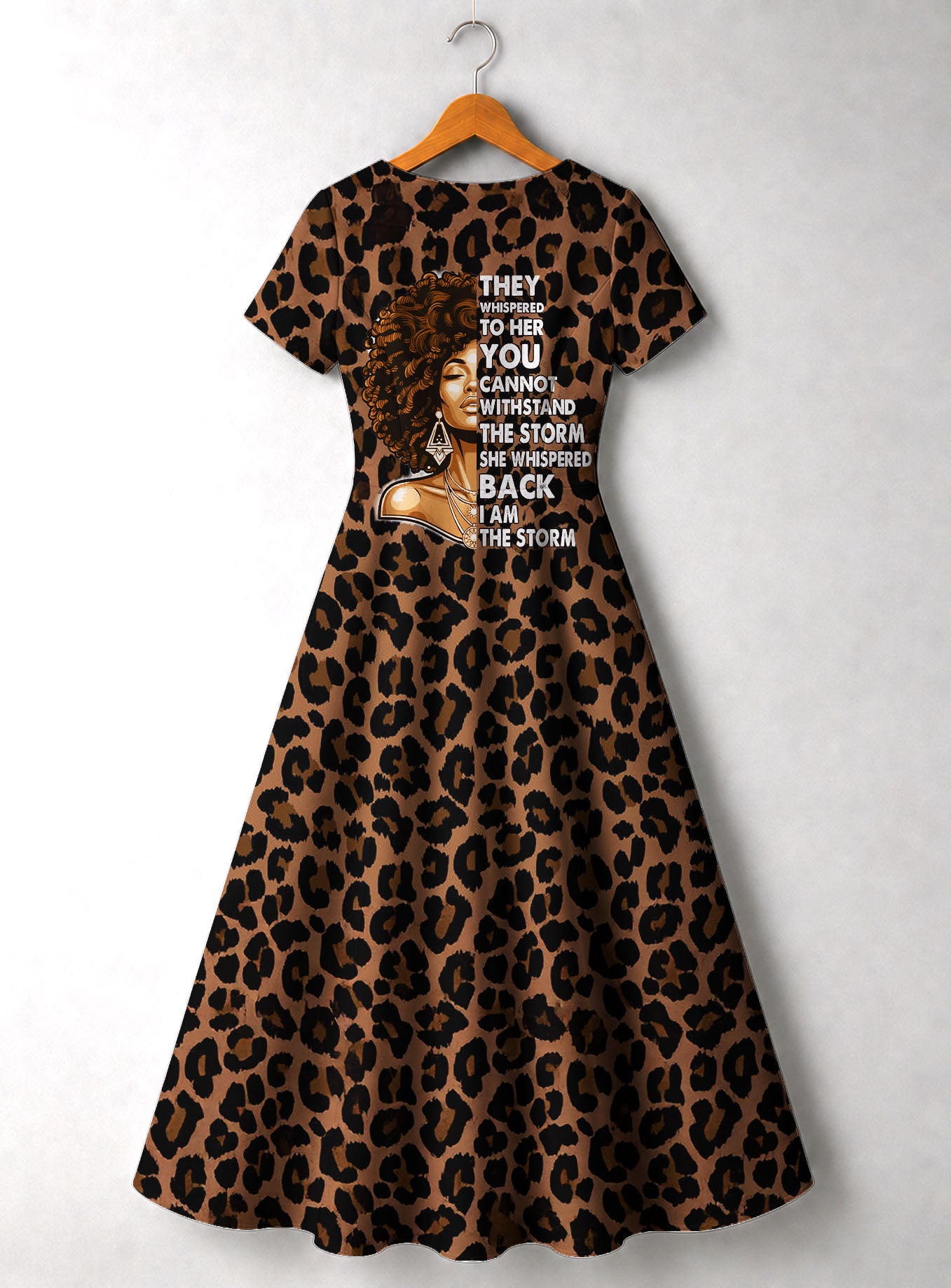 "Unstoppable" Brown Leopard Short Sleeve Maxi Dress