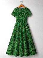 "Asili" Emerald Short Sleeve Maxi Dress