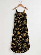 "Nefertiti" Black Gold Maxi Dress