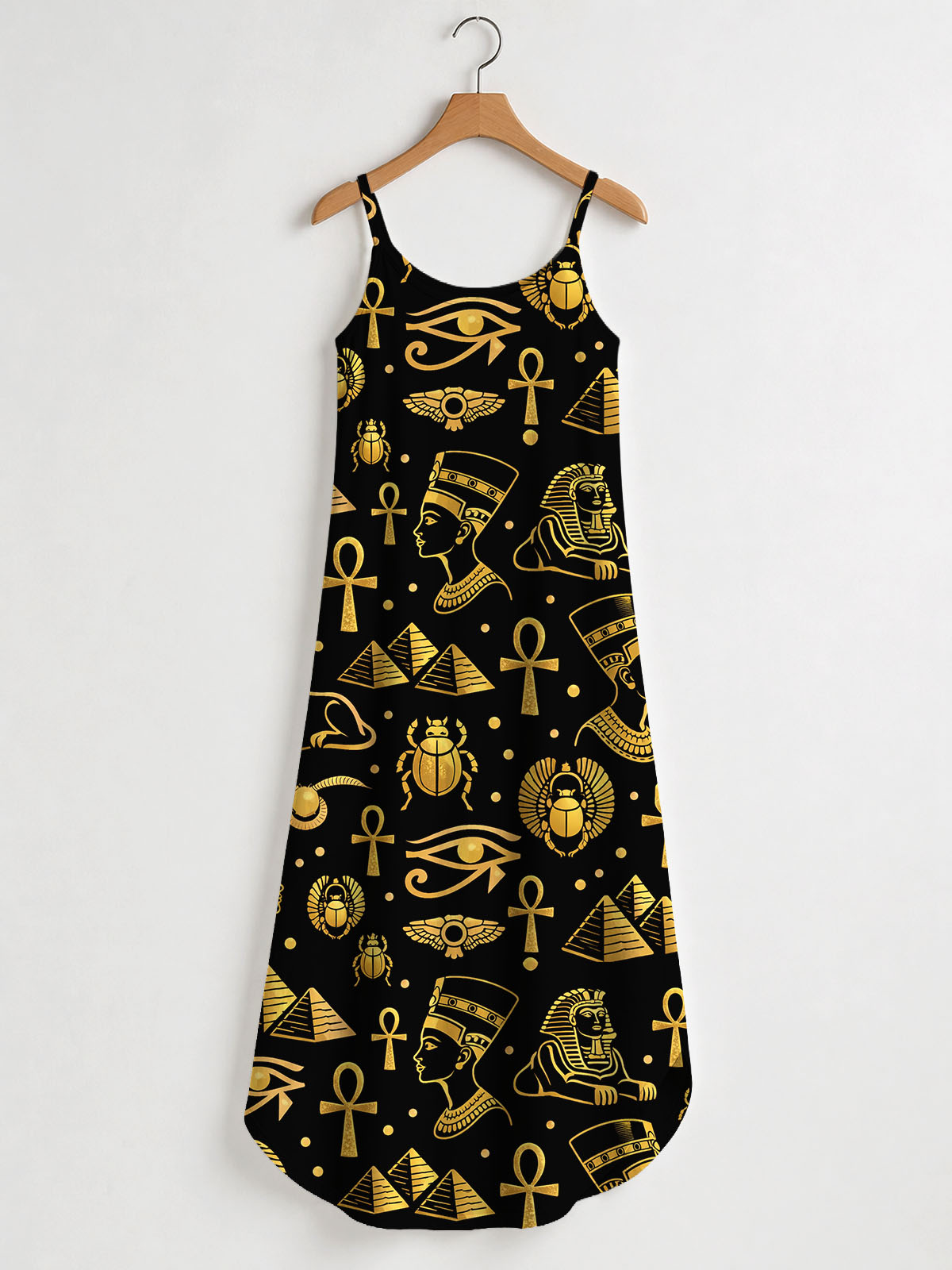 "Nefertiti" Black Gold Maxi Dress