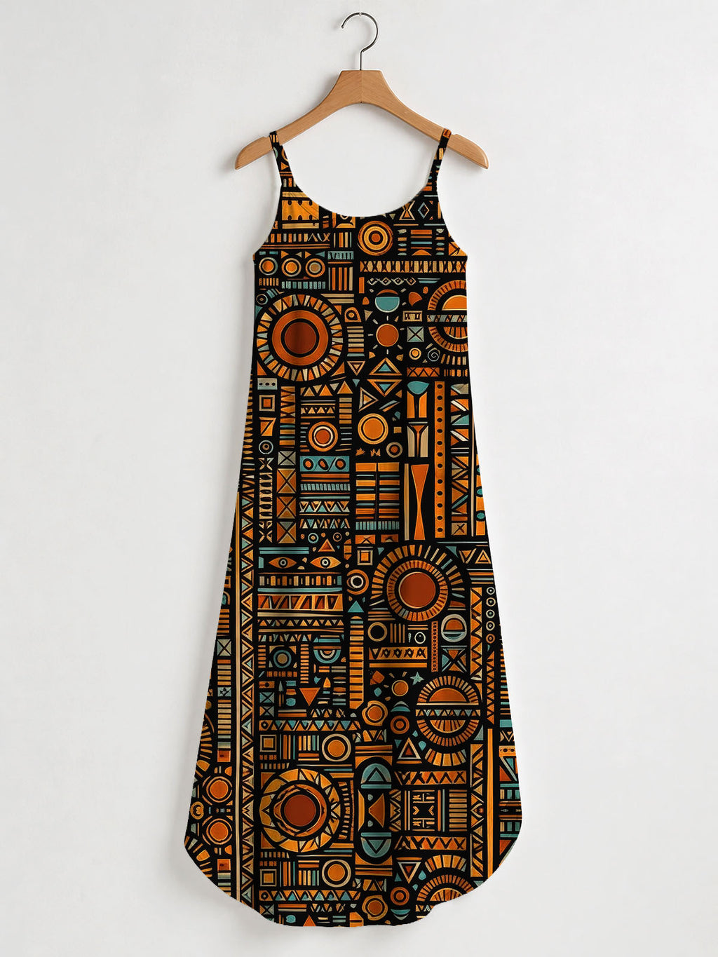 "Afrocentric Pattern Maxi Dress"