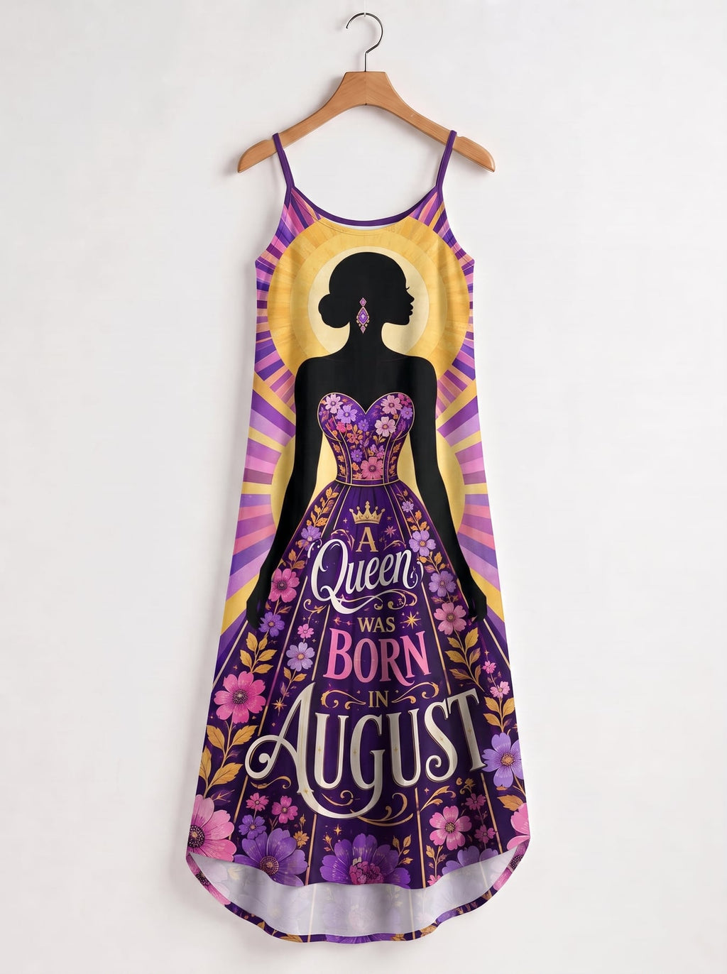 "August Queen Purple Bloom" Maxi Dress