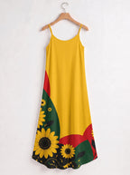 "August Queen Sunflower" Maxi Dress