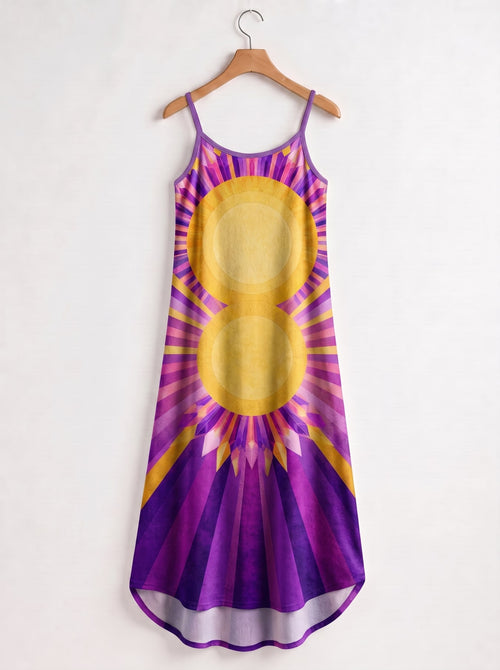 "August Queen Purple Bloom" Maxi Dress
