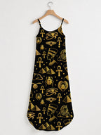 "Nefertiti" Black Gold Maxi Dress