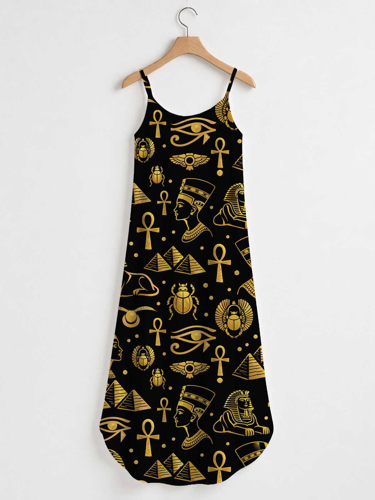 "Nefertiti" Black Gold Maxi Dress