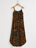 "Afrocentric Pattern Maxi Dress"