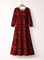 "Shaka" Burgundy Long Sleeve Maxi Dress