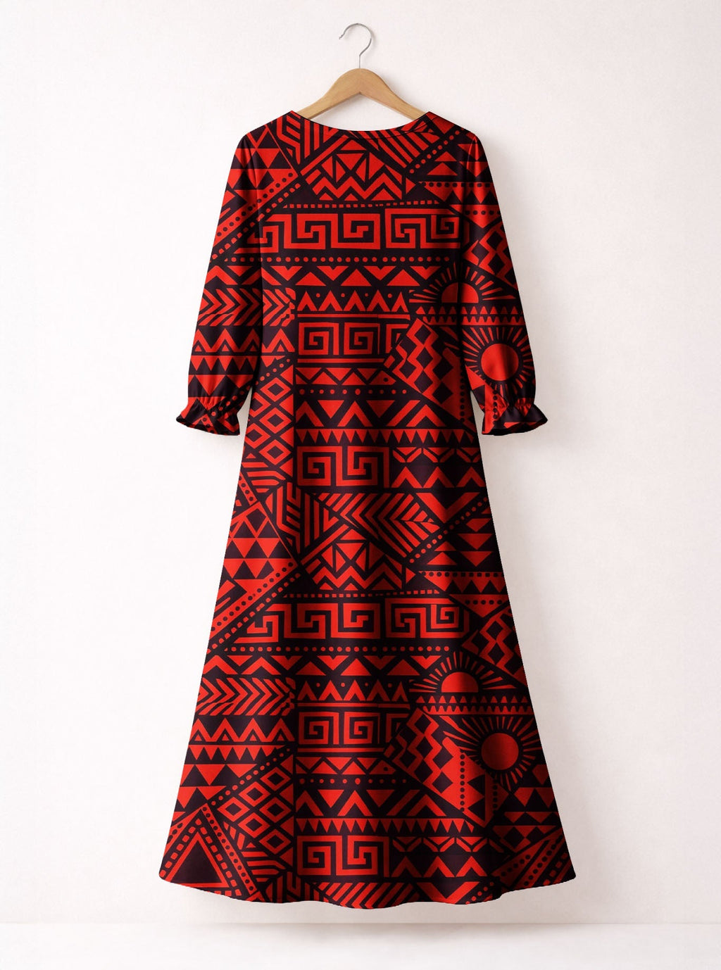 "Shaka" Burgundy Long Sleeve Maxi Dress