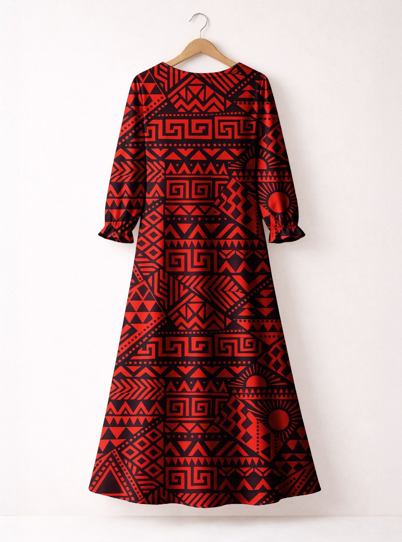 "Shaka" Burgundy Long Sleeve Maxi Dress