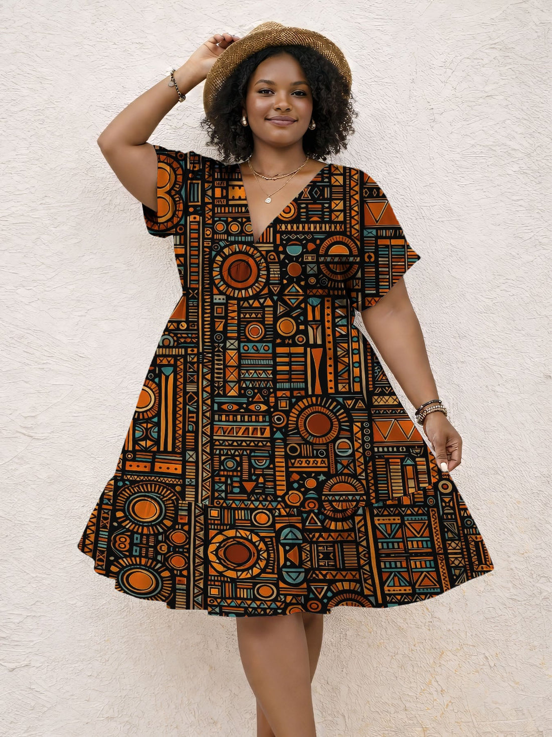 Afrocentric Pattern Floral Dress
