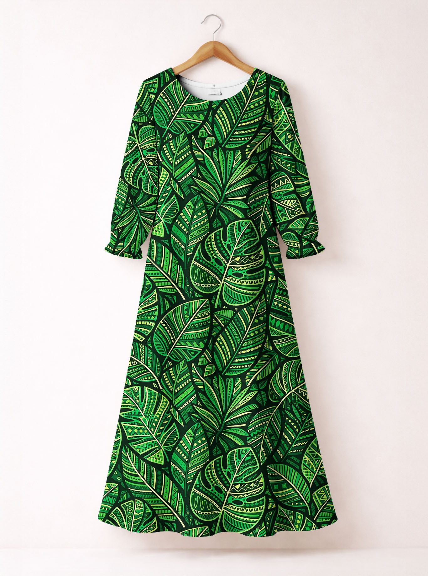 "Asili" Emerald Long Sleeve Maxi Dress