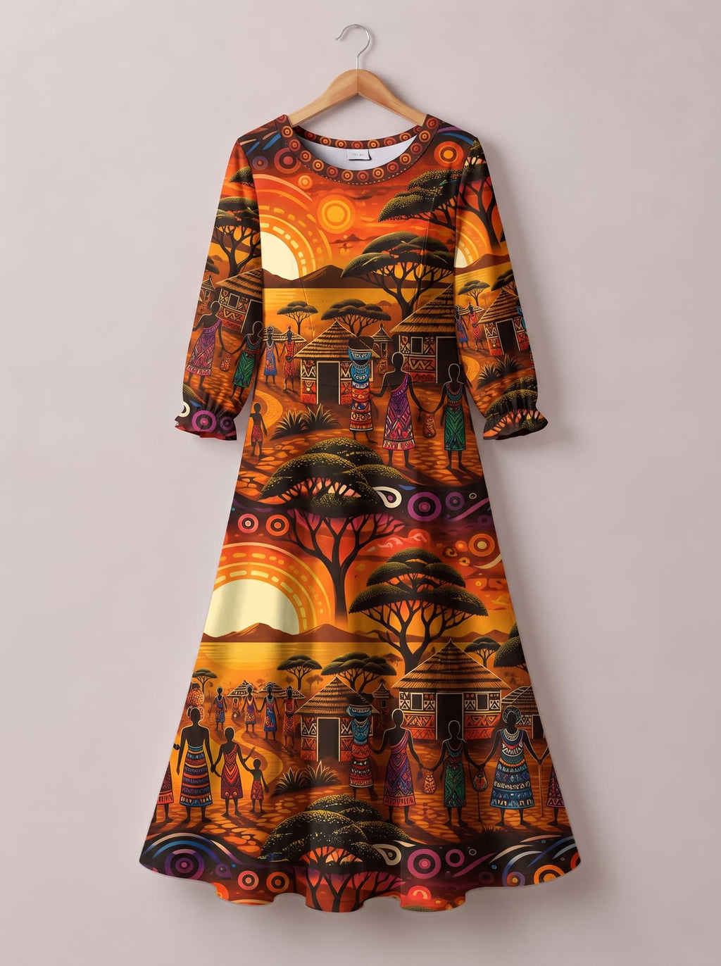 "Kijiji" Long Sleeve Maxi Dress