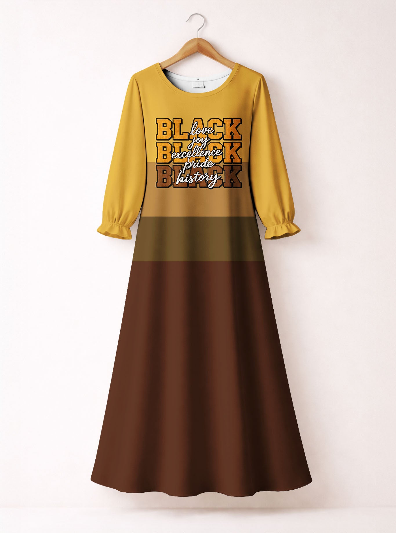 Black Excellence Long Sleeve Maxi Dress