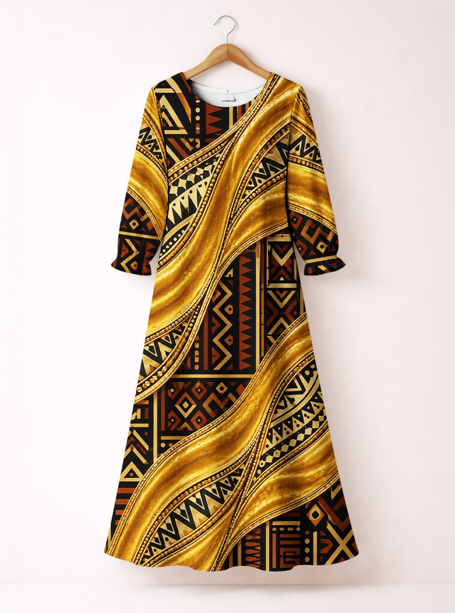 "Kahiko" Long Sleeve Maxi Dress