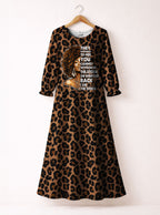 "Unstoppable" Brown Leopard Long Sleeve Maxi Dress