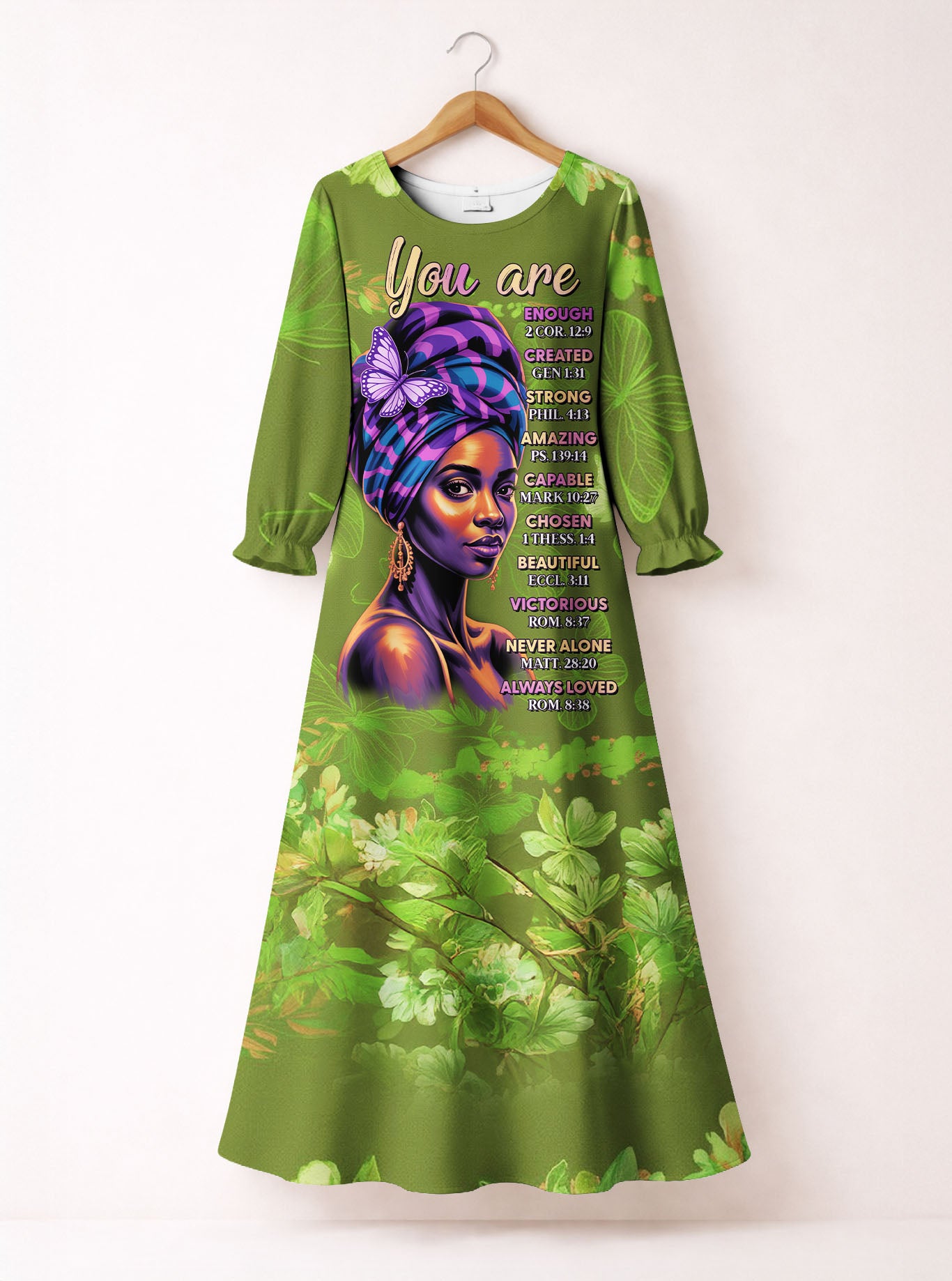 Green Orchid Long Sleeve Maxi Dress