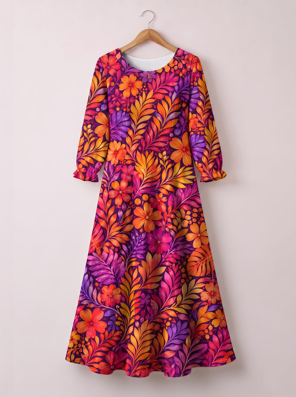 "Waridi" Long Sleeve Maxi Dress