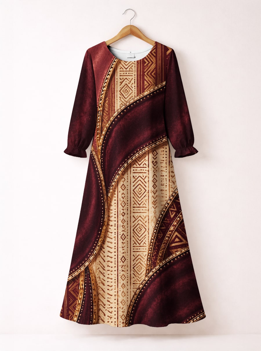 "Tapa" Long Sleeve Maxi Dress