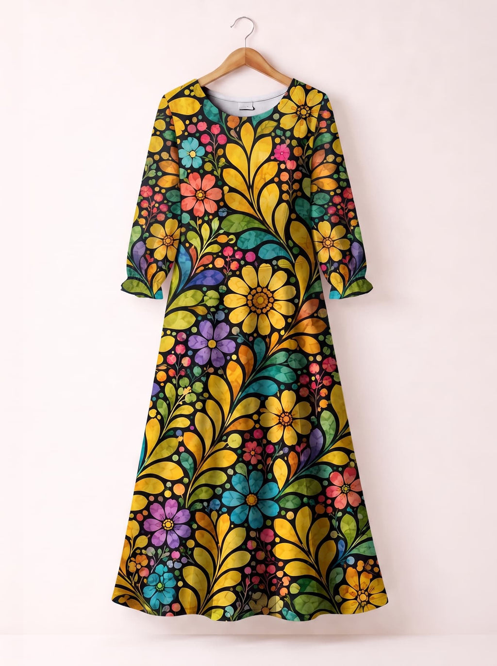 "Njano" Long Sleeve Maxi Dress