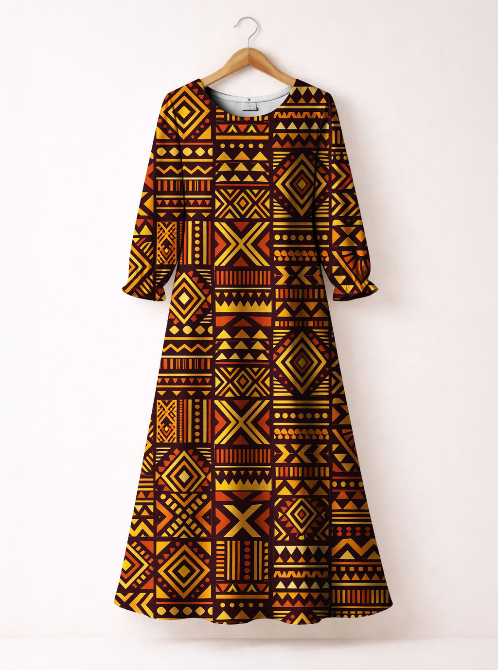 Mudcloth Long Sleeve Maxi Dress