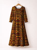 Mudcloth Long Sleeve Maxi Dress