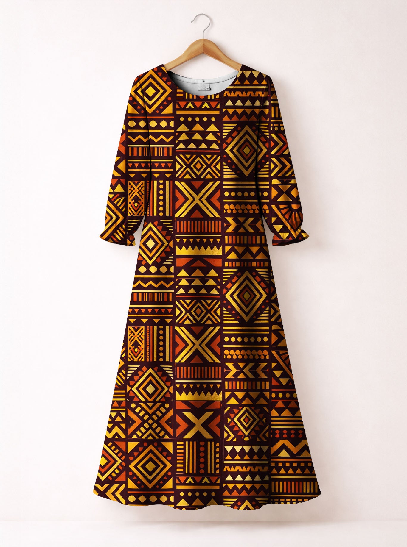 Mudcloth Long Sleeve Maxi Dress