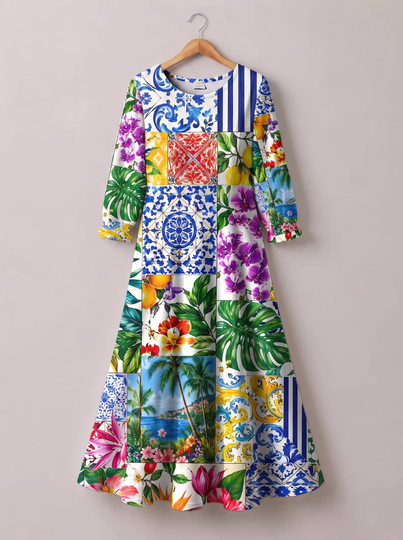 "Kisiwa" Long Sleeve Maxi Dress