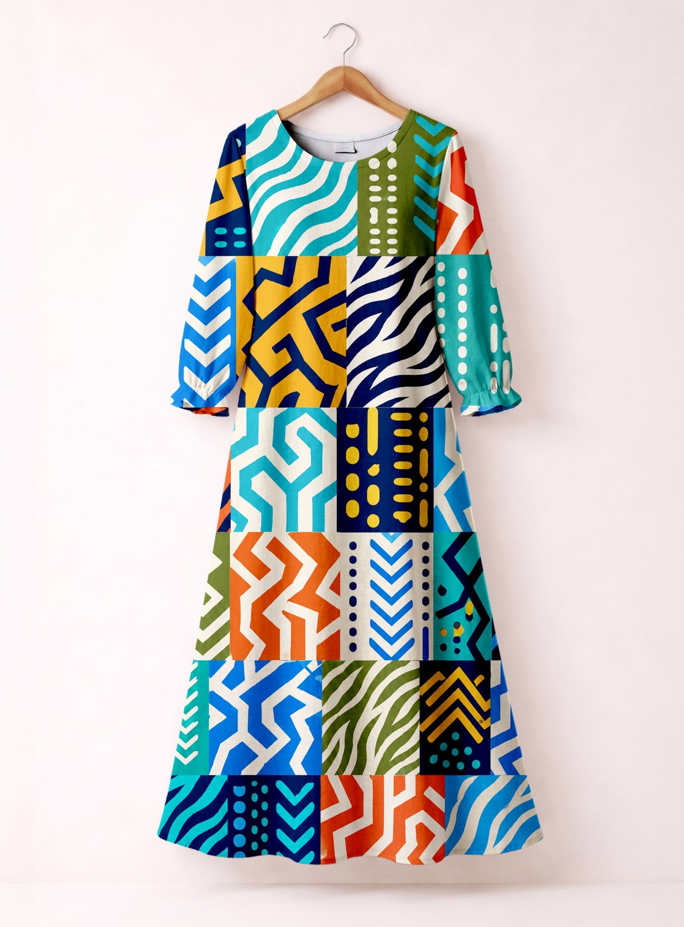 "Kitenge" Long Sleeve Maxi Dress