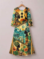 "Safari" Long Sleeve Maxi Dress