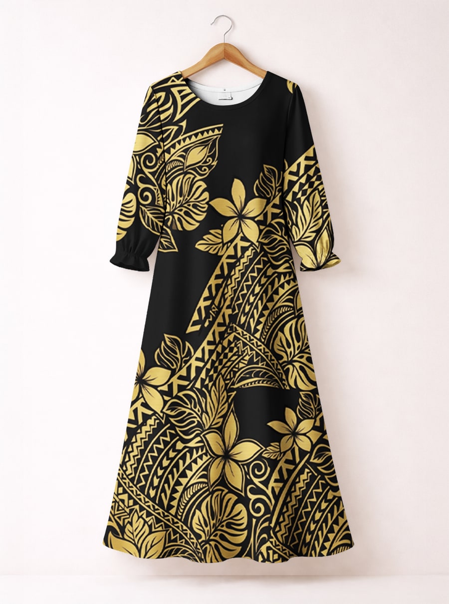 "Pualani" Long Sleeve Maxi Dress