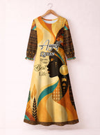 "August Queen Best Life" Long Sleeve Maxi Dress