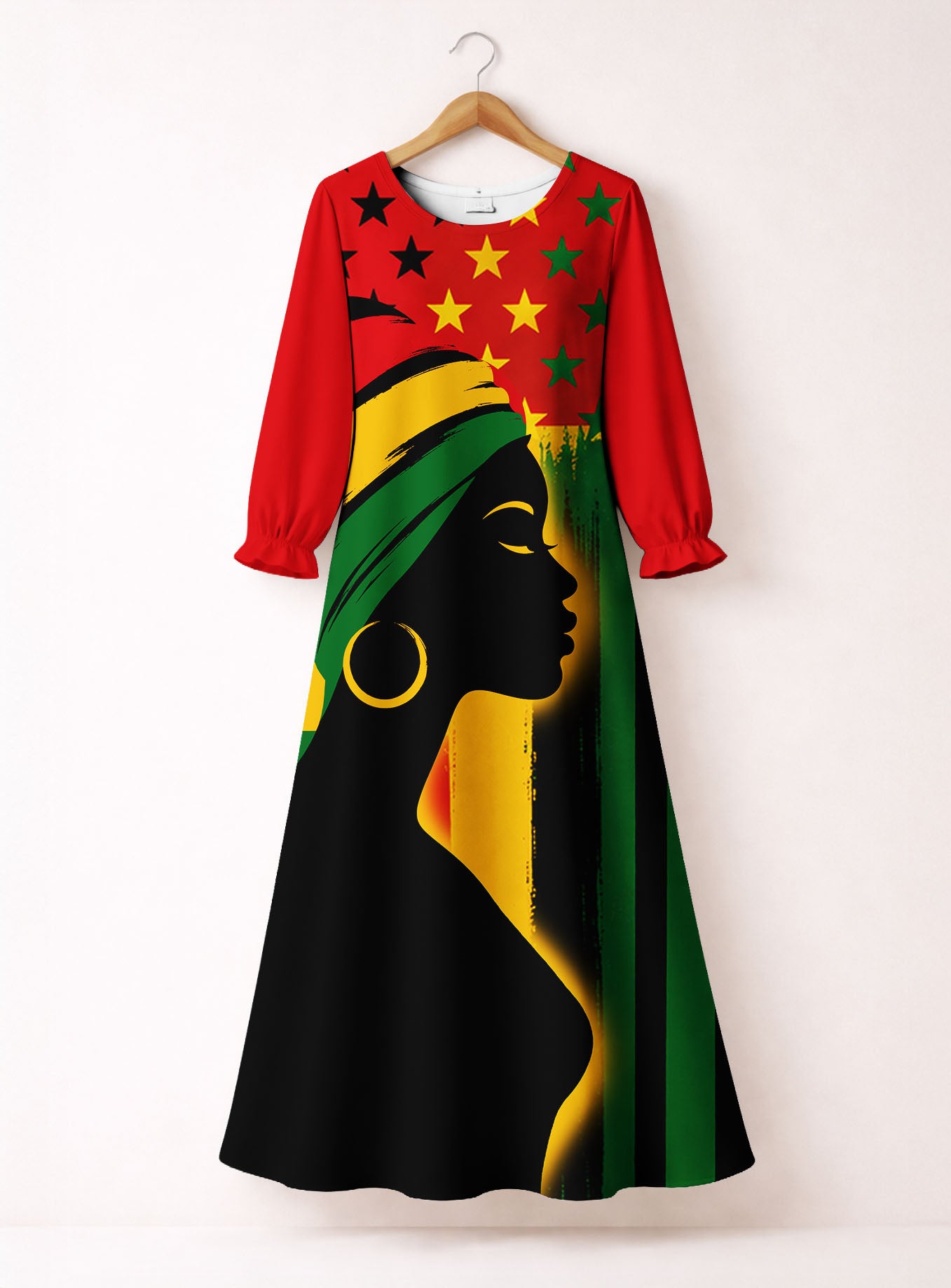 "Kwanza" Long Sleeve Maxi Dress