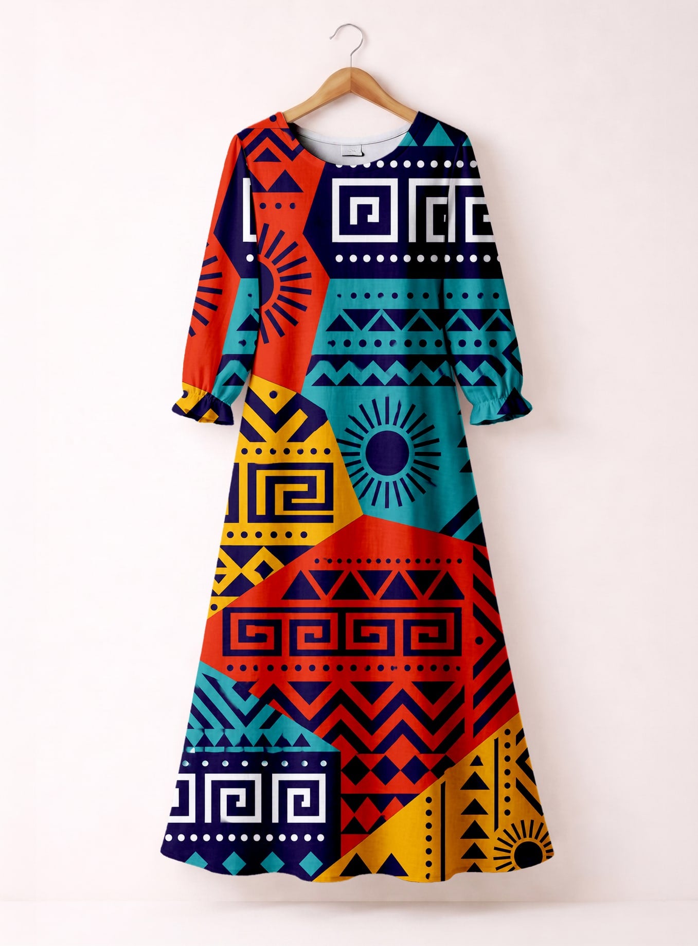 "Kanga" Long Sleeve Maxi Dress