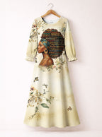 Gorgeous Black Queen Long Sleeve Maxi Dress