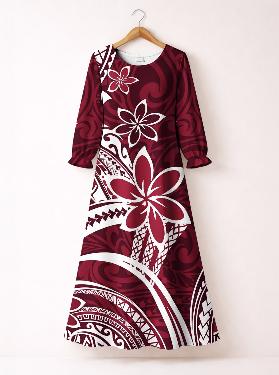 "Lehua" Long Sleeve Maxi Dress