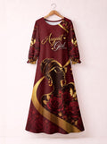 "August Girl Roses" Long Sleeve Maxi Dress