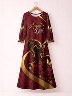 "August Girl Roses" Long Sleeve Maxi Dress