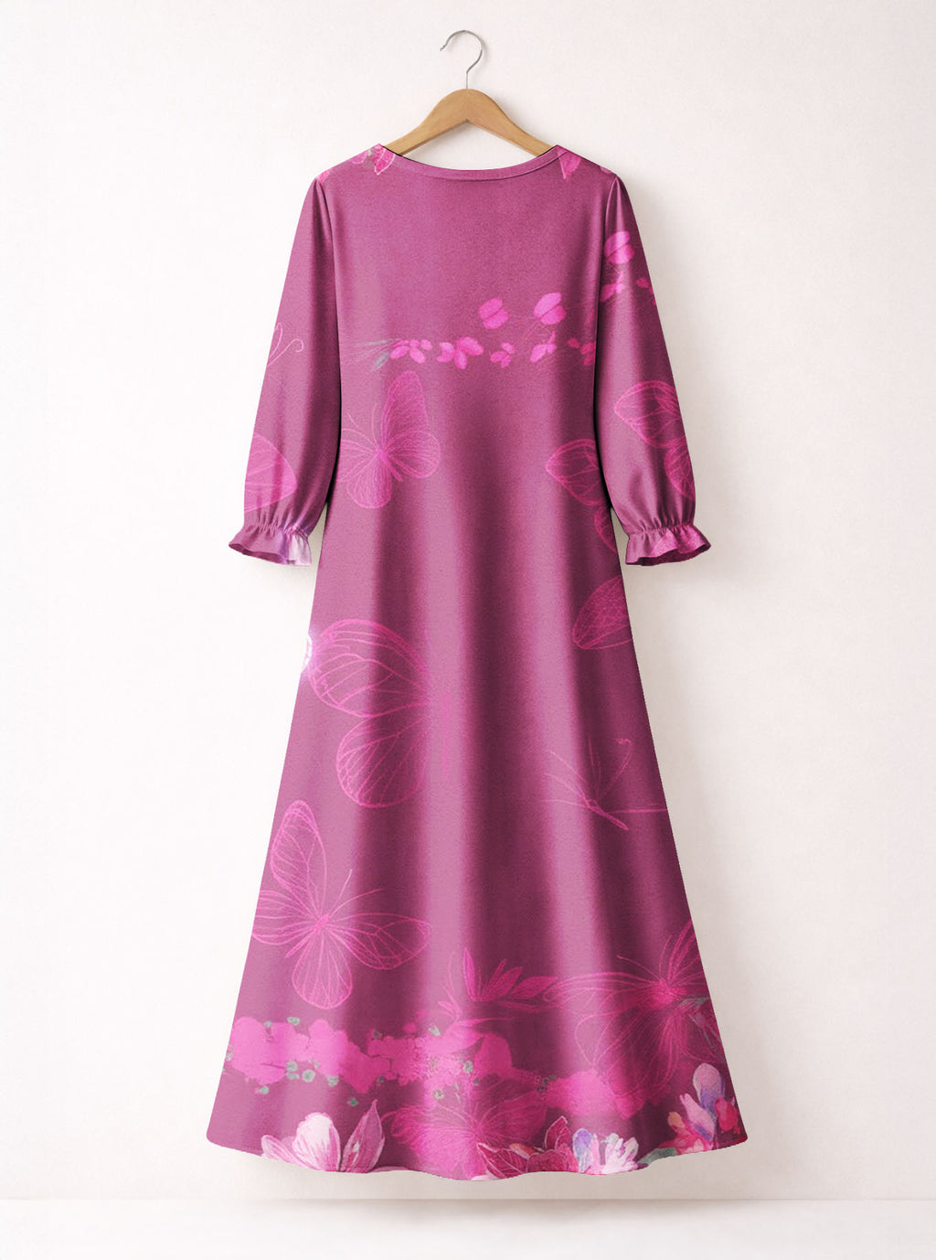 "Imani" Wild Rose Long Sleeve Maxi Dress